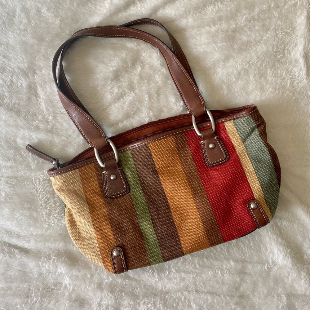 Fossil Earthtone Striped Shoulder Bag